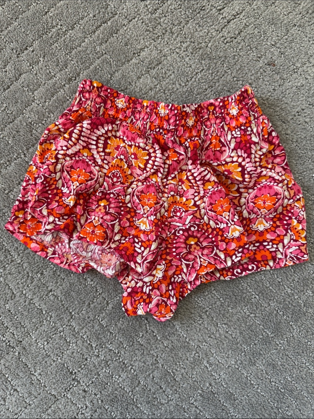 Old Navy Floral Pink Orange Elastic-Waist Girls Shorts